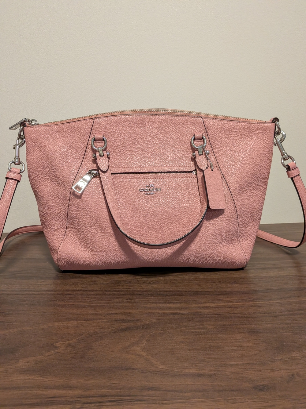 Coach Pink Pebbled Leather Shoulder Prarie Satchel
